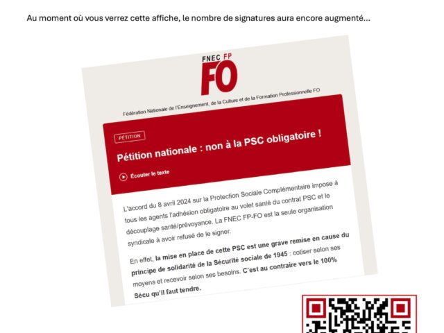 Pétition nationale de la FNEC FP-FO Non à la PSC obligatoire !